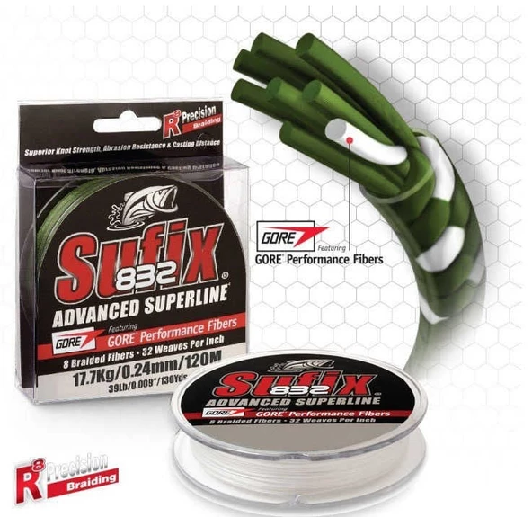 Sufix 832 Advanced 0.42 mm 250m Ghost 8 Kat İp Misina 39kg Çeker ürün görseli 1