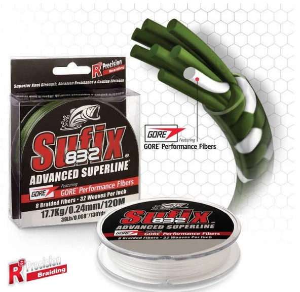 Sufix 832 Advanced 0.38 mm 250m Ghost 8 Kat İp Misina 36kg Çeker ürün görseli 1