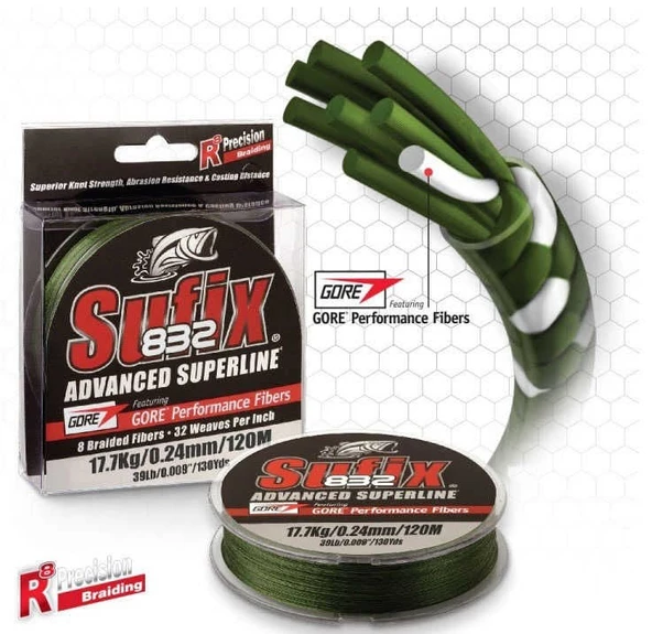 Sufix 832 Advanced 0.13 mm 100m Low-Vis Green 8 Kat İp Misina 8.2kg Çeker ürün görseli 1