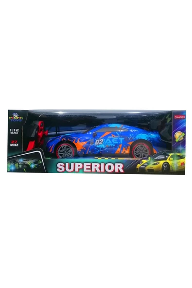 Pasifik Toys Pasifik 1:12 Superior Uzaktan Kumandalı Full Fonksiyon Şarjlı Spor Araba Mavi ürün görseli 1