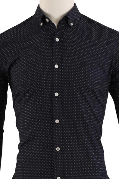 Uzun Kol Slim Fit Gömlek - Resim 11