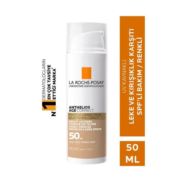 La Roche Posay Anthelios Age Correct Daily Cc Cream (Spf50+) TİNTED Leke ve Kırışıklık Karşıtı Bakım 50 Ml- SKT: 09/2027 ürün görseli 1