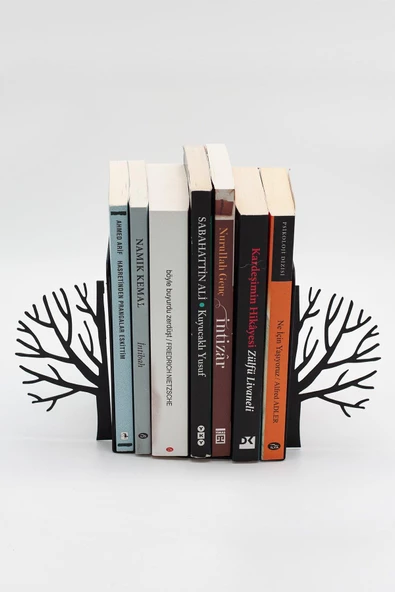 Metal Ağaç Desenli Kitap Desteği Kitap Tutacağı Siyah ürün görseli 1