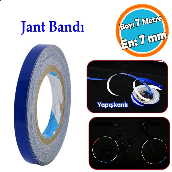 Bisiklet Motosiklet Araba Jant Bandı Yapışkanlı Neon 7 mm X 7 metre Mavi Reflektif Parlayan Bant ürün görseli 1