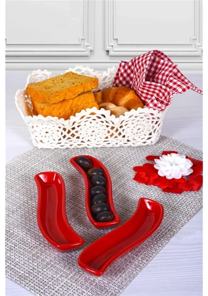 Keramika Ivory 18 cm 3 Adet Zeytinlik Kırmızı ürün görseli 1