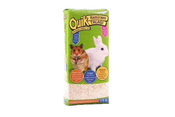 Quik Kemirgen Talaşı 15 LT.  Tavşan-Hamster-Guneia Pig Gibi Kemirgenler İçin ürün görseli 1