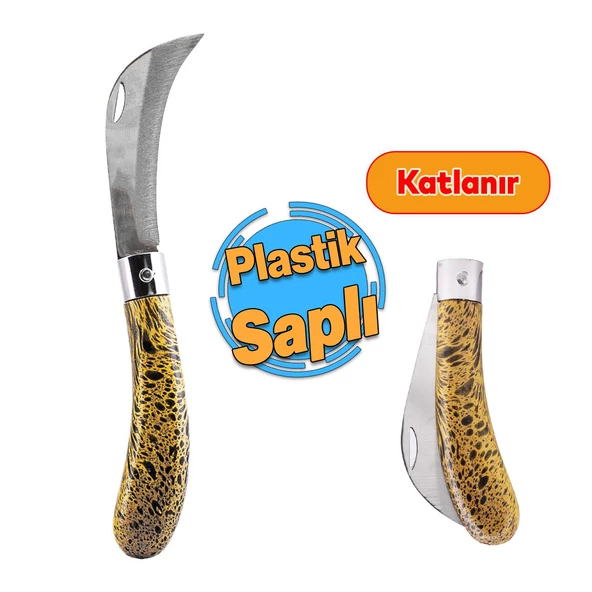 Plastik Saplı Bıçak Çakı Soğuk Aşı Macunu Profesyonel Çelik Eğri Uç Bağ Ağaç Budama Bıçağı 1 Adet ürün görseli 1