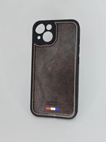 İPHONE 14 DERİ GÖRÜNÜMLÜ  KAHVERENGİ KILIF ürün görseli 1