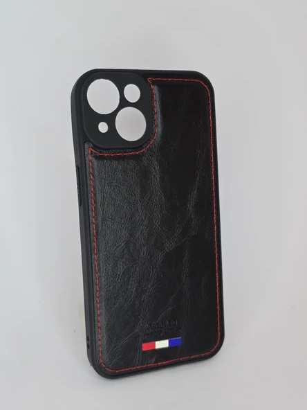 İPHONE 14 DERİ GÖRÜNÜMLÜ SİYAH KILIF - Resim 3
