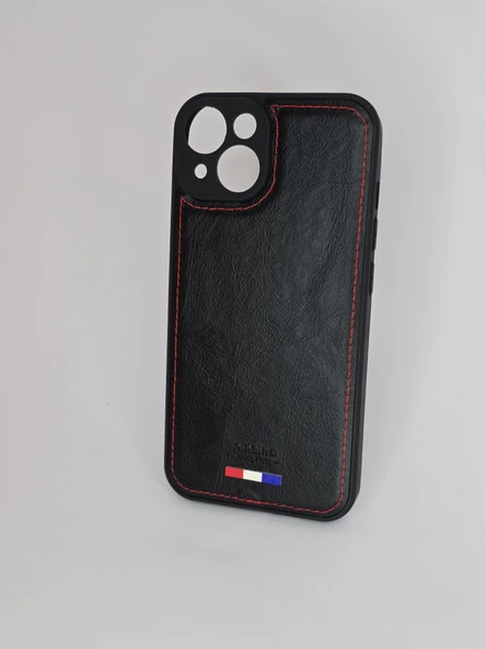 İPHONE 14 DERİ GÖRÜNÜMLÜ SİYAH KILIF - Resim 2