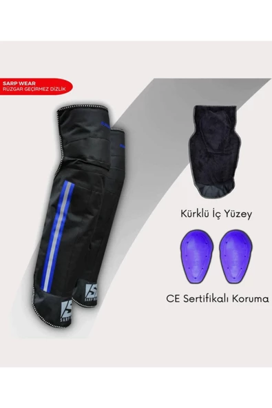 MOTOSARP  Sarp Wear Korumalı Kürklü Rüzgar Geçirmez Dizlik Siyah ürün görseli 1