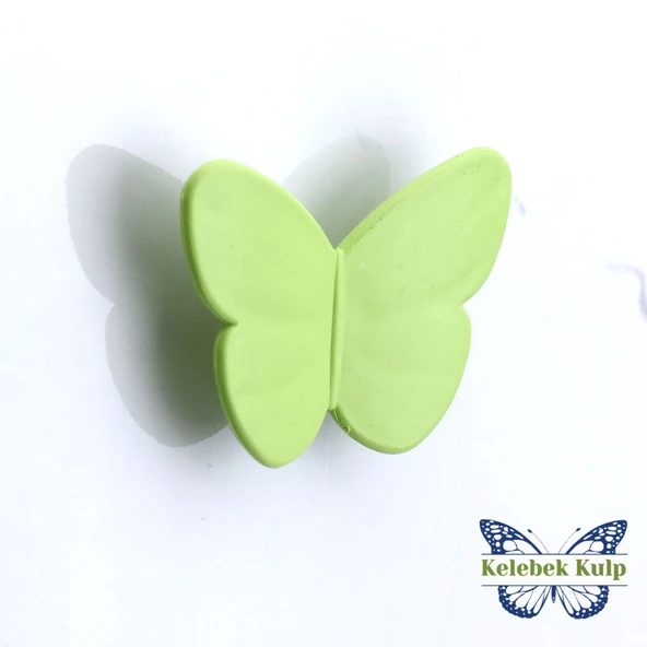 Plastik Kelebek Kulp Yeşil Mobilya Çoçuk Odası Kız Erkek Dolap Kapak Kulpu Çekmece Kulbu 1 ADET ürün görseli 1