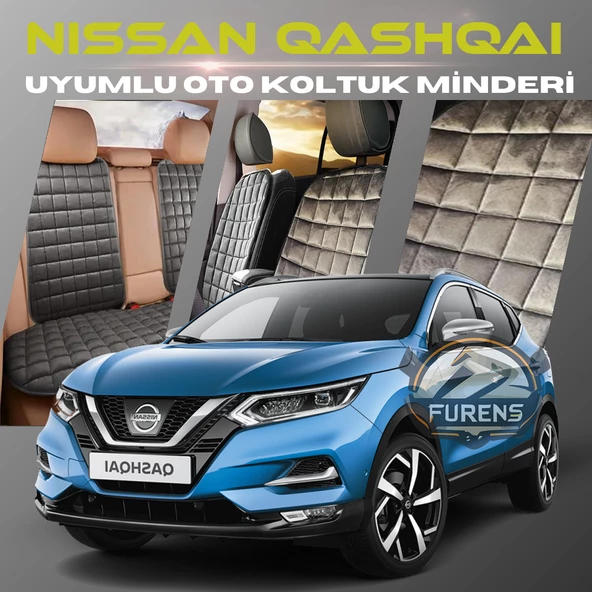 Nissan Qashqai Antrasit Renk Tay Tüyü Cepli & Terletmez Sırtlı Oto Koltuk Minder Seti - Koltuk Koruma Kılıfı (ÖN & ARKA TAM SET) ürün görseli 1
