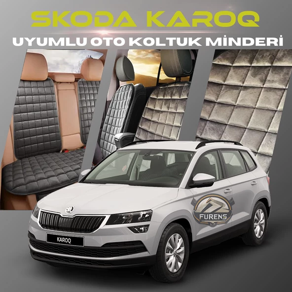 Skoda Karoq Antrasit Renk Tay Tüyü Cepli & Terletmez Sırtlı Oto Koltuk Minder Seti - Koltuk Koruma Kılıfı (ÖN & ARKA TAM SET) ürün görseli 1