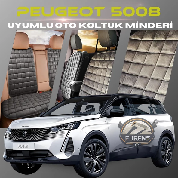 Peugeot 5008 Antrasit Renk Tay Tüyü Cepli & Terletmez Sırtlı Oto Koltuk Minder Seti - Koltuk Koruma Kılıfı (ÖN & ARKA TAM SET) ürün görseli 1