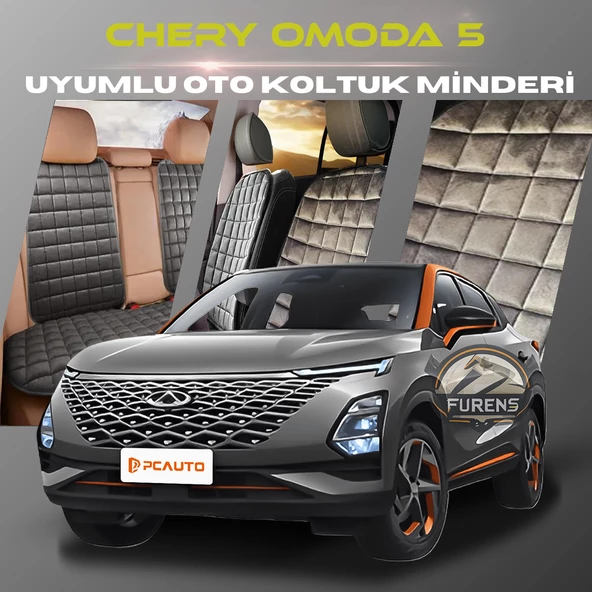 Chery Omoda 5 Antrasit Renk Tay Tüyü Cepli & Terletmez Sırtlı Oto Koltuk Minder Seti - Koltuk Koruma Kılıfı (ÖN & ARKA TAM SET) ürün görseli 1