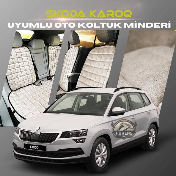 Skoda Karoq Bej Renk Tay Tüyü Cepli & Terletmez Sırtlı Oto Koltuk Minder Seti - Koltuk Koruma Kılıfı (ÖN & ARKA TAM SET) ürün görseli 1