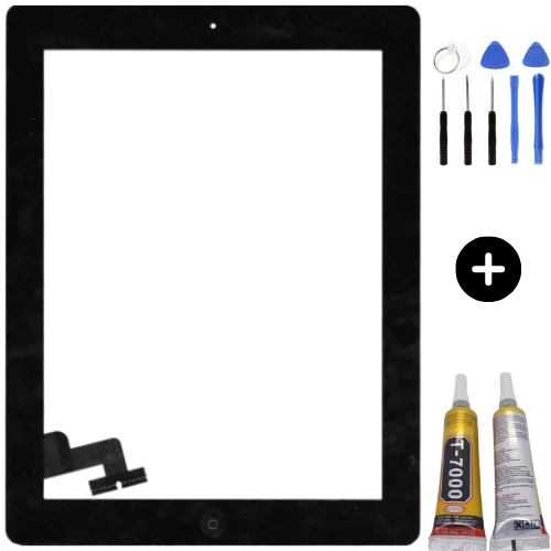 iPad 2.Nesil A1395-A1396-1397 Uyumlu Servis Home Tuşlu Dokunmatik Siyah + Montaj Seti ürün görseli 1