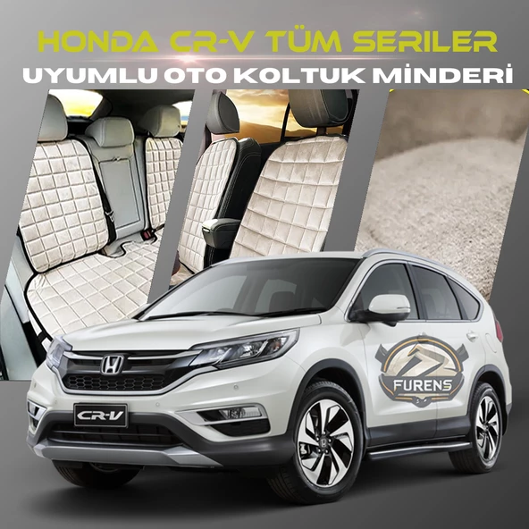 Honda CR-V Bej Renk Tay Tüyü Cepli & Terletmez Sırtlı Oto Koltuk Minder Seti - Koltuk Koruma Kılıfı (ÖN & ARKA TAM SET) ürün görseli 1