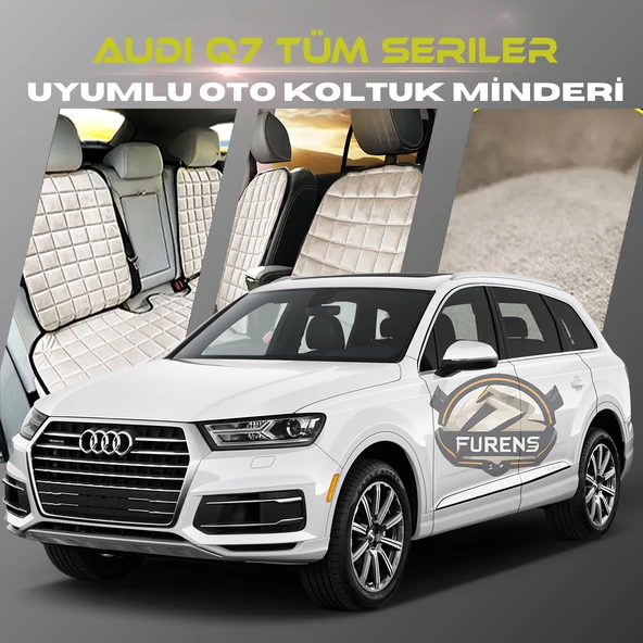 Audi Q7 Tüm Seriler Bej Renk Tay Tüyü Cepli & Terletmez Sırtlı Oto Koltuk Minder Seti - Koltuk Koruma Kılıfı (ÖN & ARKA TAM SET) ürün görseli 1