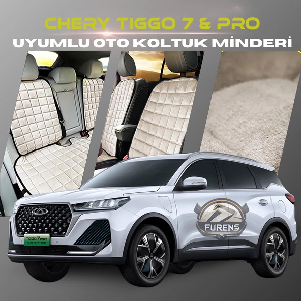 Chery Tiggo 7 Bej Renk Tay Tüyü Cepli & Terletmez Sırtlı Oto Koltuk Minder Seti - Koltuk Koruma Kılıfı (ÖN & ARKA TAM SET) ürün görseli 1