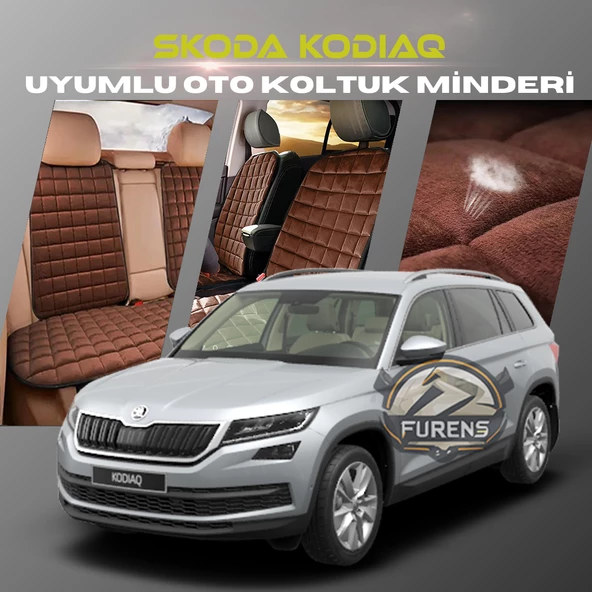 Skoda Kodiaq Kahverengi Renk Tay Tüyü Cepli & Terletmez Sırtlı Oto Koltuk Minder Seti - Koltuk Koruma Kılıfı (ÖN & ARKA TAM SET) ürün görseli 1