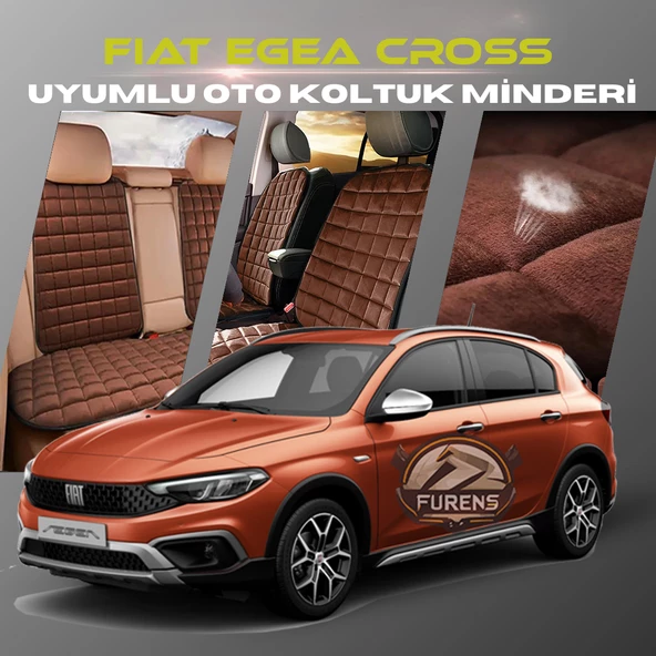Fiat Egea Cross Kahverengi Renk Tay Tüyü Cepli & Terletmez Sırtlı Oto Koltuk Minder Seti - Koltuk Koruma Kılıfı (ÖN & ARKA TAM SET) ürün görseli 1