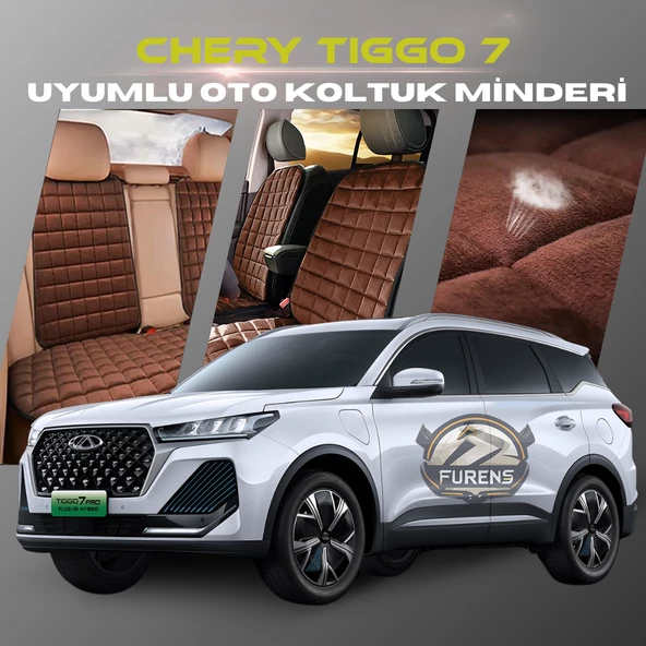 Chery Tiggo 7 Kahverengi Renk Tay Tüyü Cepli & Terletmez Sırtlı Oto Koltuk Minder Seti - Koltuk Koruma Kılıfı (ÖN & ARKA TAM SET) ürün görseli 1