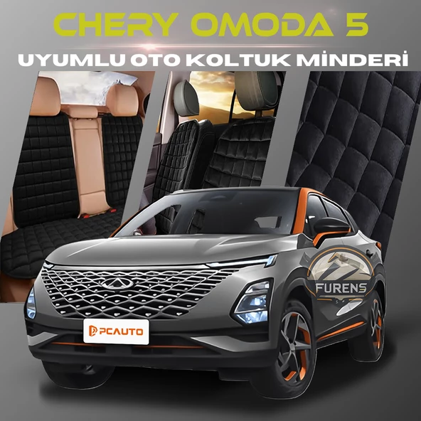 Chery Omoda 5 Siyah Renk Tay Tüyü Cepli & Terletmez Sırtlı Oto Koltuk Minder Seti - Koltuk Koruma Kılıfı (ÖN & ARKA TAM SET) ürün görseli 1