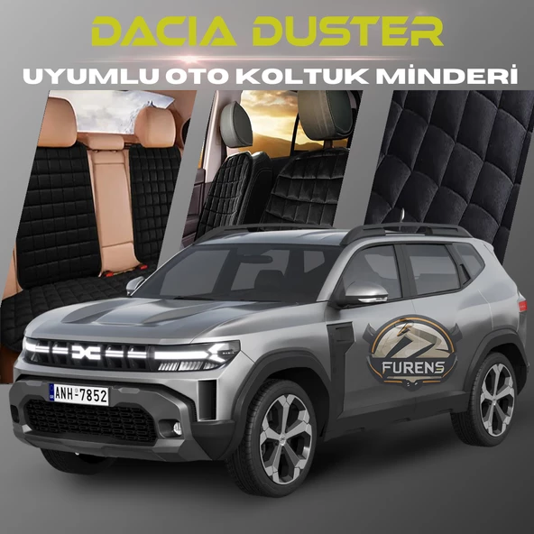 Dacia Duster Siyah Renk Tay Tüyü Cepli & Terletmez Sırtlı Oto Koltuk Minder Seti - Koltuk Koruma Kılıfı (ÖN & ARKA TAM SET) ürün görseli 1