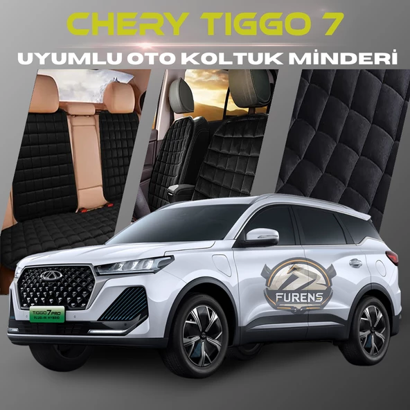 Chery Tiggo 7 Siyah Renk Tay Tüyü Cepli & Terletmez Sırtlı Oto Koltuk Minder Seti - Koltuk Koruma Kılıfı (ÖN & ARKA TAM SET) ürün görseli 1