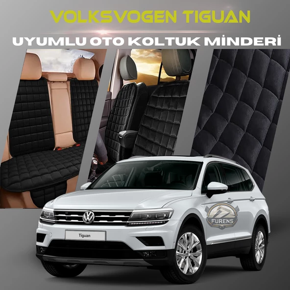 Volksvogen Tiguan Siyah Renk Tay Tüyü Cepli & Terletmez Sırtlı Oto Koltuk Minder Seti - Koltuk Koruma Kılıfı (ÖN & ARKA TAM SET) ürün görseli 1
