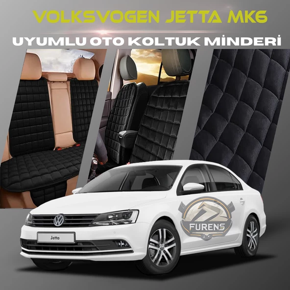 Volksvogen Jetta mk6 Siyah Renk Tay Tüyü Cepli & Terletmez Sırtlı Oto Koltuk Minder Seti - Koltuk Koruma Kılıfı (ÖN & ARKA TAM SET) ürün görseli 1