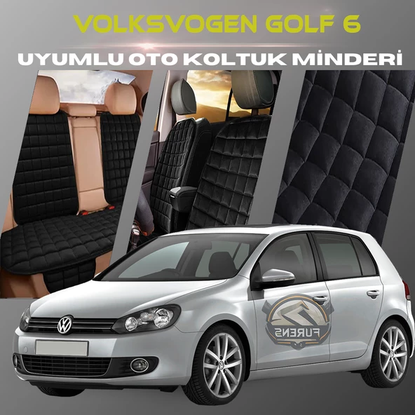 Volksvogen Golf 6 Siyah Renk Tay Tüyü Cepli & Terletmez Sırtlı Oto Koltuk Minder Seti - Koltuk Koruma Kılıfı (ÖN & ARKA TAM SET) ürün görseli 1