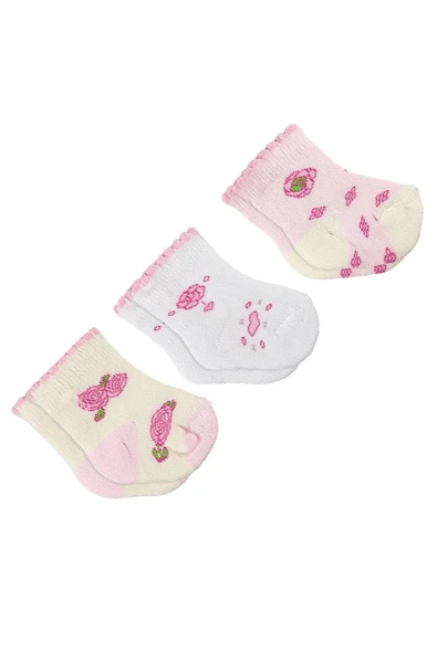 Kız Bebe Havlu Üçlü Set 1 Ay,6 Ay Çorap ürün görseli 1