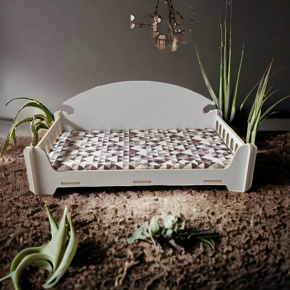 ED PET DİZAYN Pd Taht Kedi Köpek Yatağı Ergonomik 40x70 Cm Coton ,yıkanabilir Duck Kumaş Minderi Ile Beraber ürün görseli 1