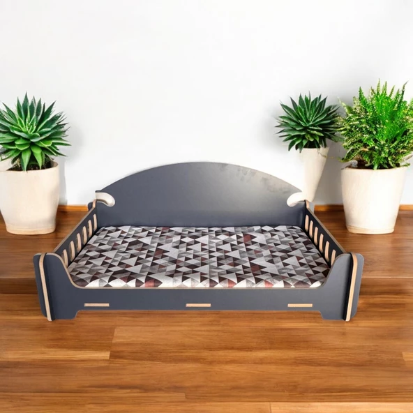 ED PET DİZAYN Pd Taht Kedi Köpek Yatağı Ergonomik 40X70 Cm Antrasit ,yıkanabilir Duck Kumaş Minderi Ile Beraber ürün görseli 1