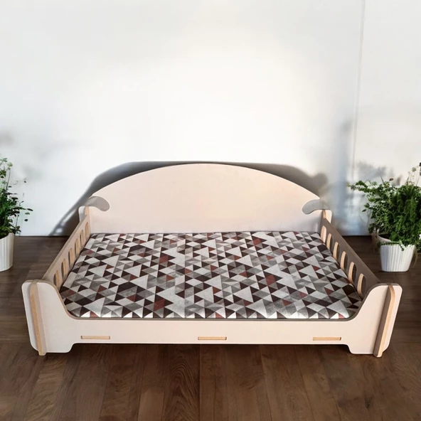 ED PET DİZAYN Pd Taht Kedi Köpek Yatağı Ergonomik 40x70 Cm Latte ,yıkanabilir Duck Kumaş Minderi Ile Beraber ürün görseli 1