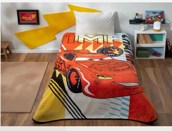 Taç Lisanslı Tek Kişilik Çocuk Battaniye (160x220)-Şimşek Mcqueen Cars Timeless ürün görseli 1