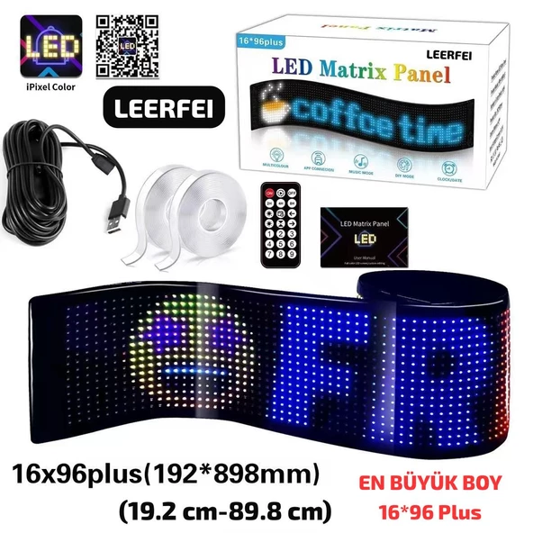 LED Matris Piksel Panel Işık Uygulaması Uzaktan Kumanda Kaydırma Reklam Animasyon Programlanabilir Araba Kamyon Gözler LED Ekran UZUNLUK 60 CM ürün görseli 1