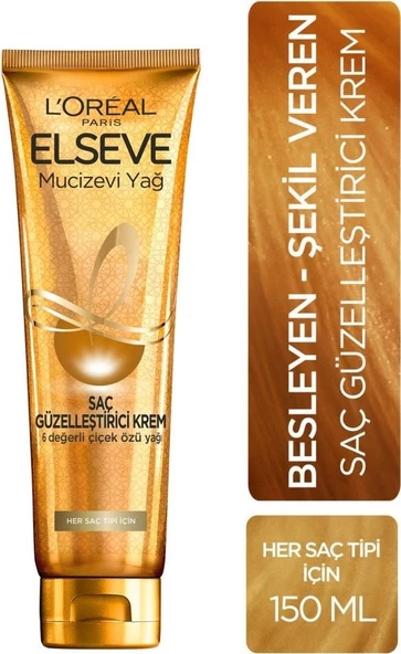 L'Oréal Paris Elseve Mucizevi Yağ Saç Güzelleştirici Krem 150 ml - Her Saç Tipi ürün görseli 1