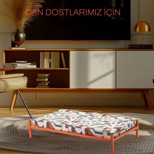 ED PET DİZAYN İronbed 40x70 Kedi Köpek Yatağı Turuncu. Ergonomik Tasarım Minderi Ile Beraber ürün görseli 1