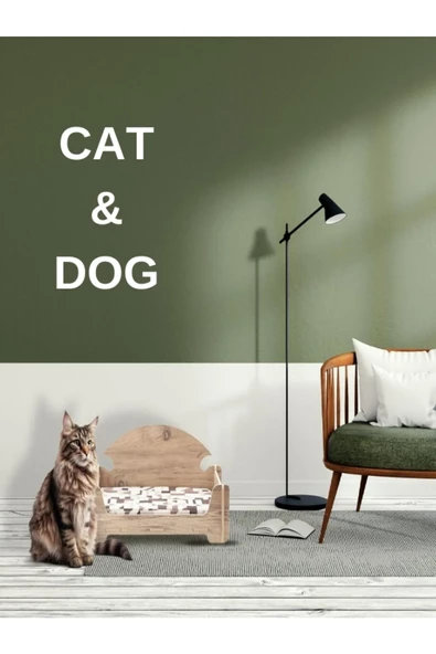ED PET DİZAYN Pd Taht Rahat Kedi Köpek Yatağı 30x50 Atlantik Çam Yıkanabilir Duck Kumaş Minderi Ile Beraber ürün görseli 1