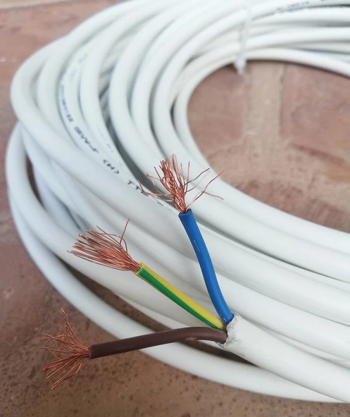 Birikim 3x1.5 Tam Bakır TTR Kablo 10 Metre Beyaz ürün görseli 1
