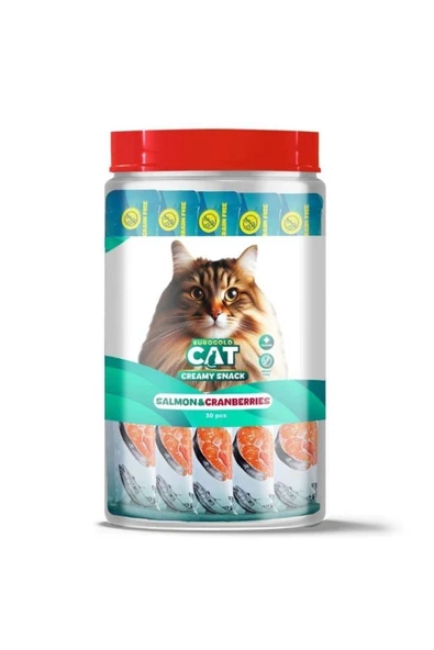Eurogold Cat Creamy Somon - Kızılcık Sıvı Kedi Ödül Maması 30x15 Gr ürün görseli 1