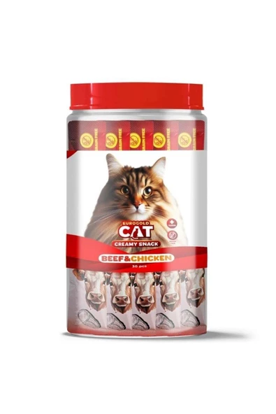 Eurogold Cat Creamy Dana - Tavuk Sıvı Kedi Ödül Maması 30x15Gr ürün görseli 1
