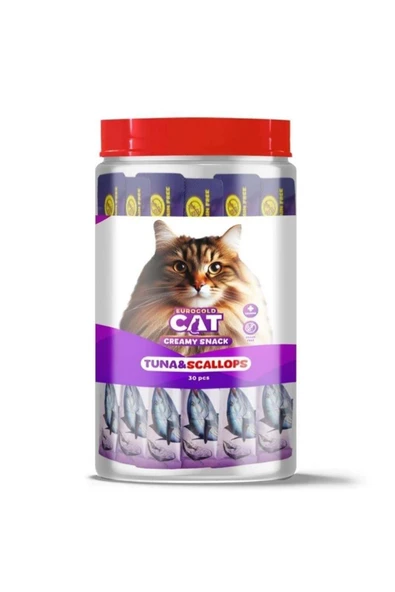 Eurogold Cat Creamy Ton - Deniz Tarağı Sıvı Kedi Ödül Maması 30x15 Gr ürün görseli 1