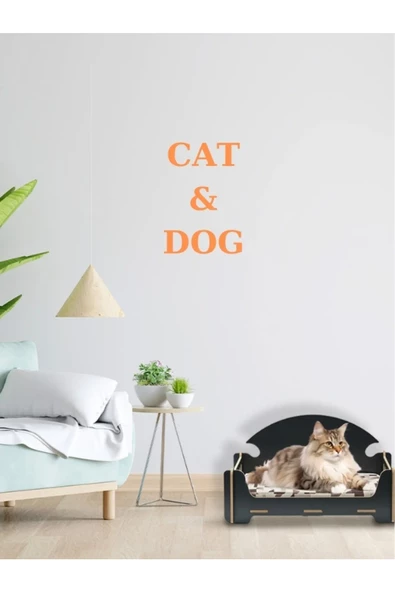 ED PET DİZAYN Pd Taht Rahat Kedi Köpek Yatağı 30x50 Siyah Yıkanabilir Duck Kumaş Minderi Ile Beraber ürün görseli 1