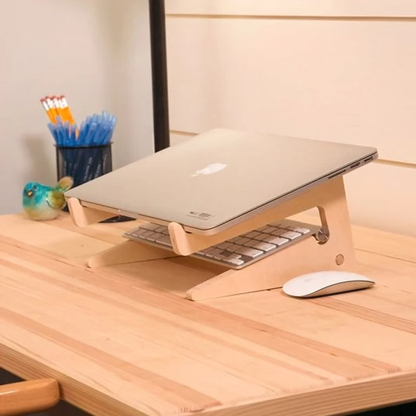 Ahşap Laptop Standı Notebook Yükseltici 13" 14" 15" 16" 17" Tüm laptoplar ile uyumlu ürün görseli 1