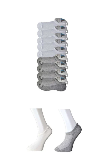 Gri ve Beyaz Erkek Görünmez Çorap 9 çift ürün görseli 1
